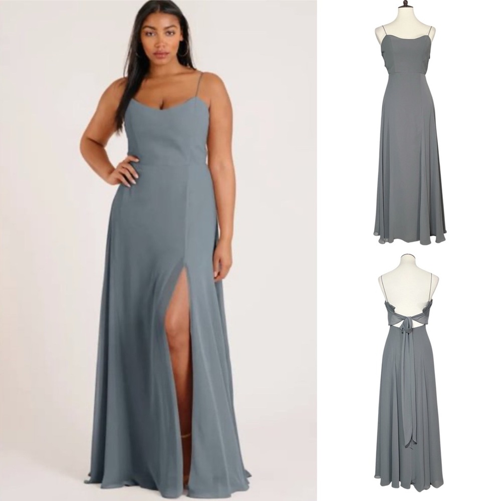 Jenny‎ Yoo Collection Kiara Tie Back Chiffon Maxi Dress Size 2